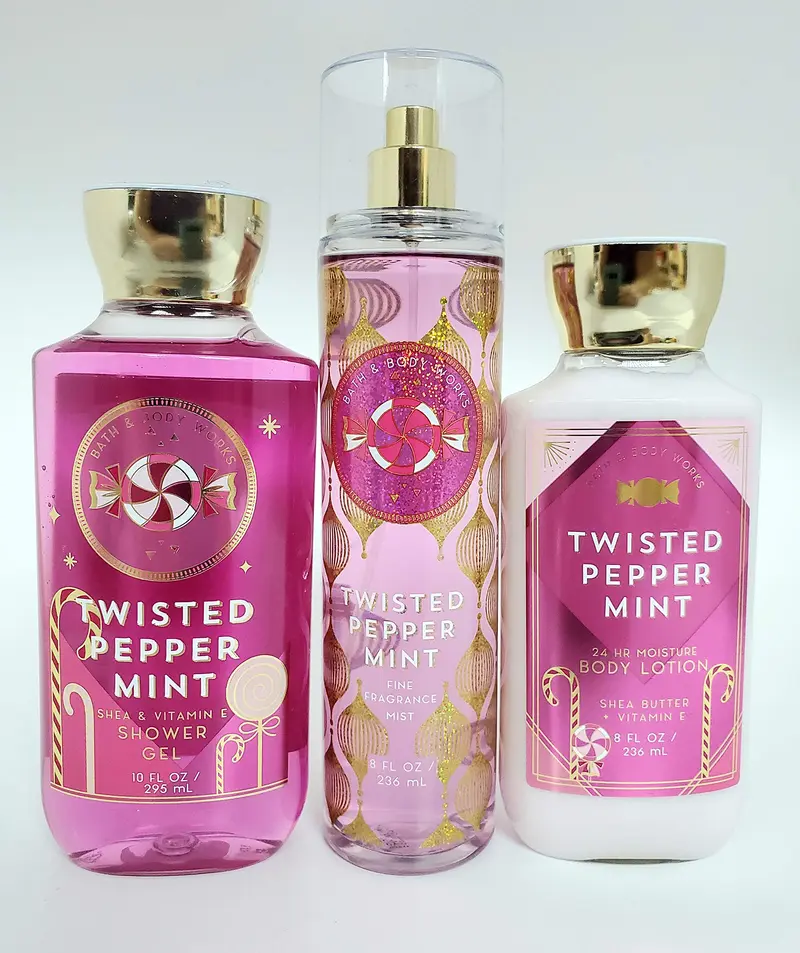 Bath & Body Works Brume Menthe torsadee, Gel Douche et Lotion – Fraîcheur Revitalisante