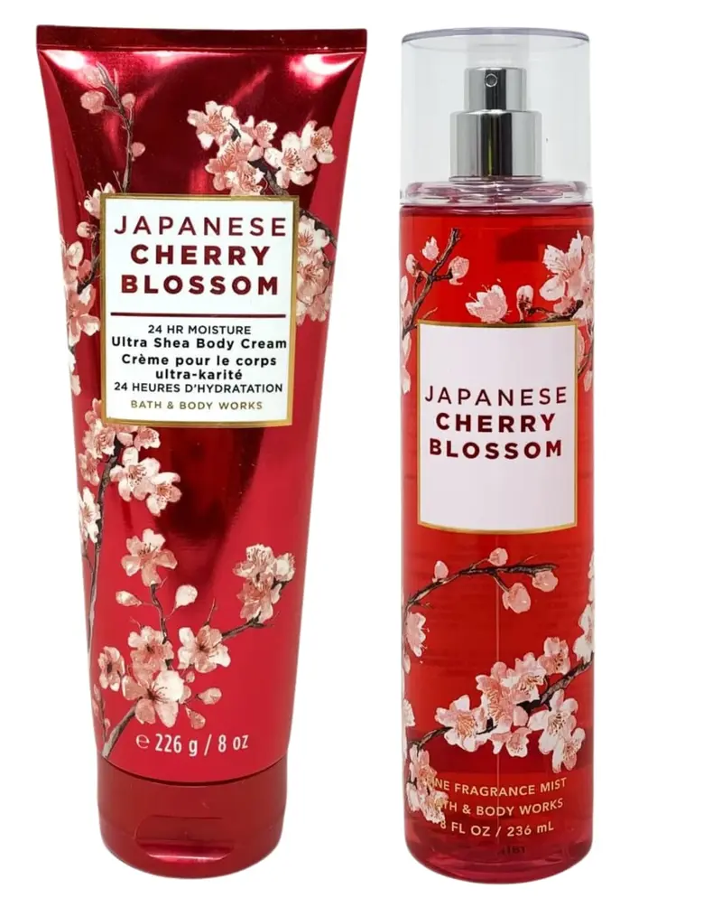 Bath & Body Works Brume Parfumée Fine et Crème Ultra Shea – Cerisier Japonais, Ensemble 2 Pièces (236 ml chacun)