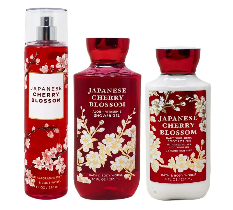 Bath & Body Works - Collection Signature Fleur de Cerisier Japonais - Gel Douche, Brume et Lotion - Trio