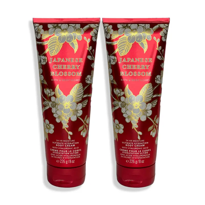 Bath & Body Works – Crème pour le corps Japanese Cherry Blossom – Hydratation Ultime – Coffret 2x227 g