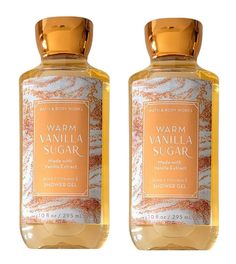 Bath & Body Works Gel Douche Warm Vanilla Sugar – Coffret 2x10 oz pour Femmes