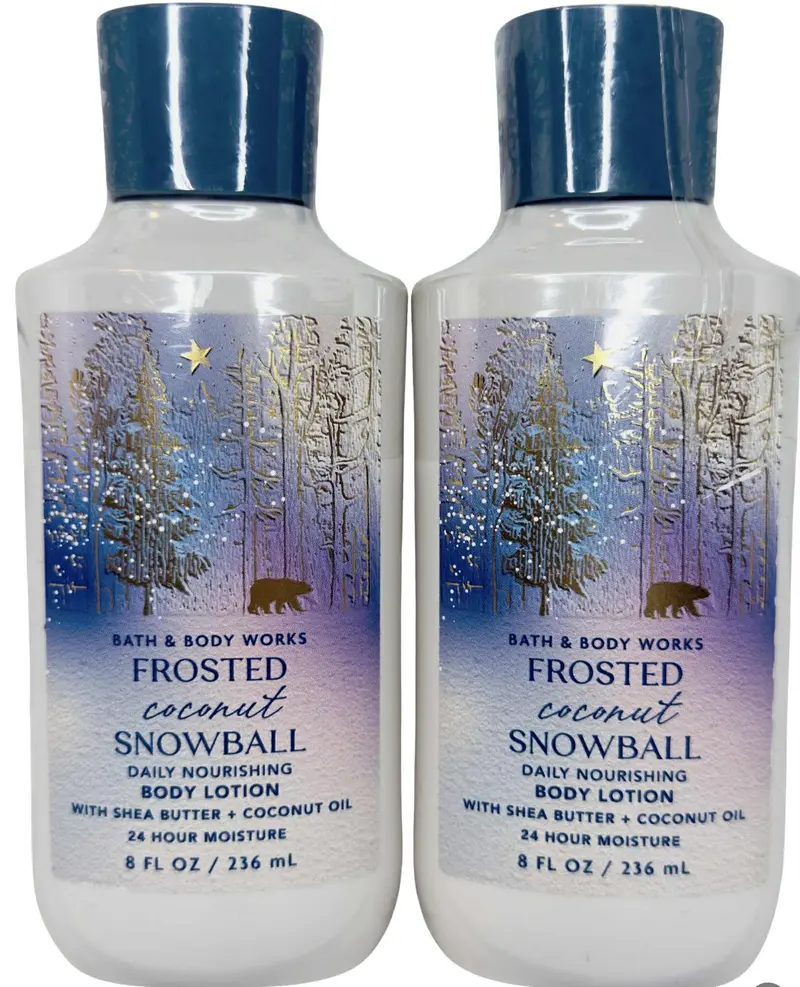 Bath & Body Works Lot de 2 – Lotion Corporelle Super Lisse Coco Givré Boule de Neige – 8 oz