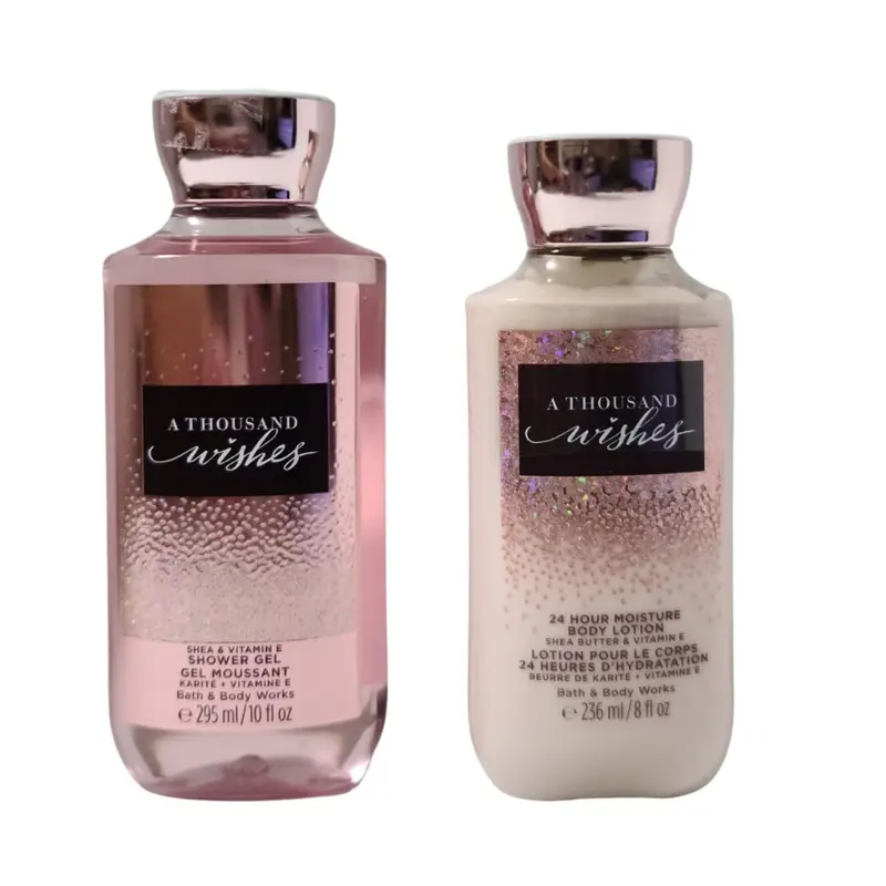 Bath & Body Works Mille Voeux – Coffret Gel Douche et Lotion, Senteur Prosecco, Coing et Pivoines
