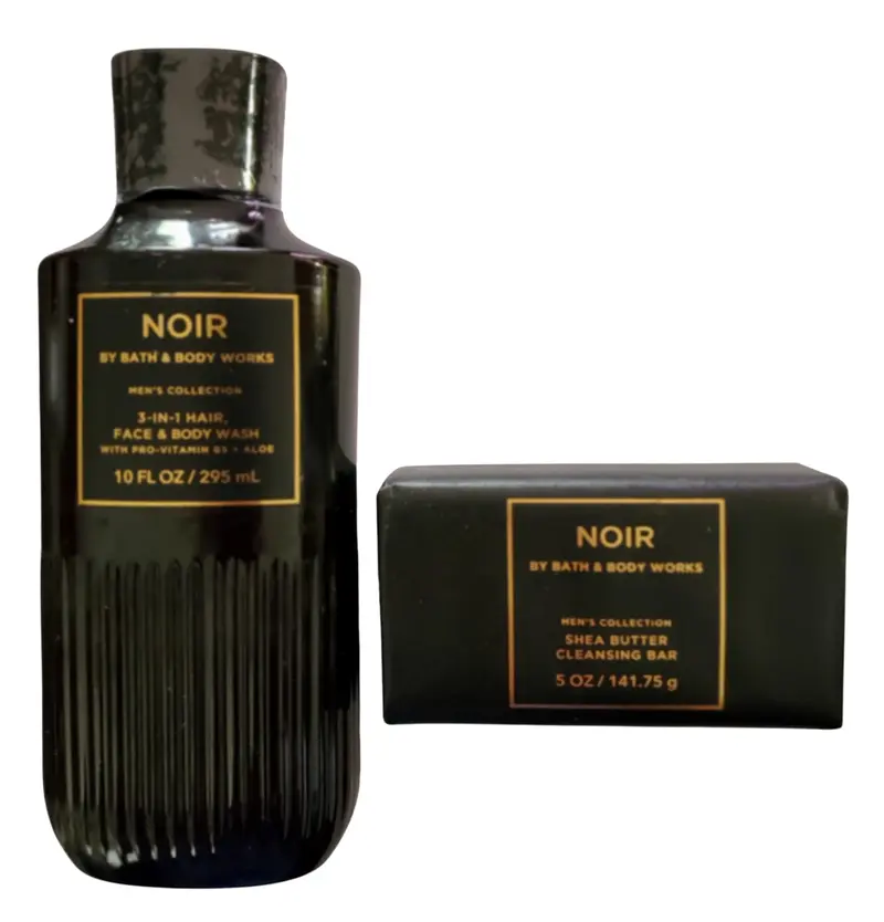 Bath & Body Works Noir – Gel douche 3-en-1 et Savon au Beurre de Karité (10 oz + 5 oz)
