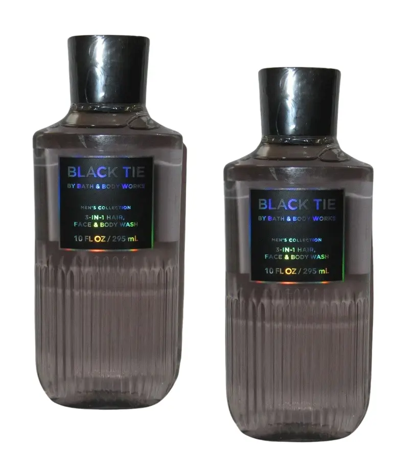 Bath & Body Works Pour Homme – Gel douche 3-en-1 cheveux, visage et corps – Lot de 2 – Parfum Cravate Noire