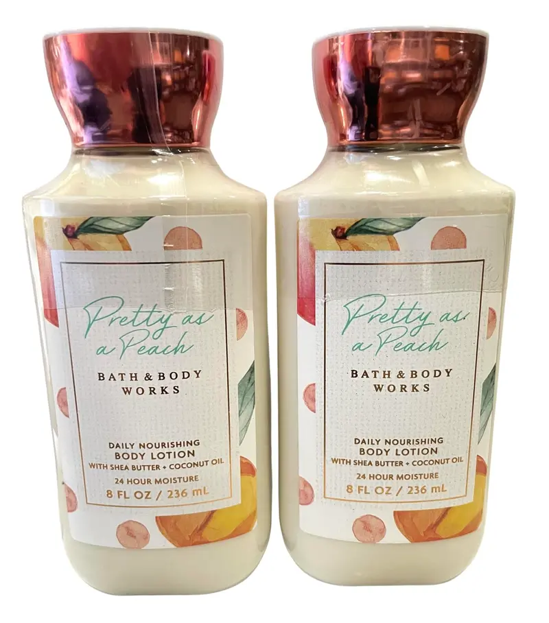 Bath & Body Works Pretty as a Peach Lait pour le corps – Lot de 2, 8 oz chacun