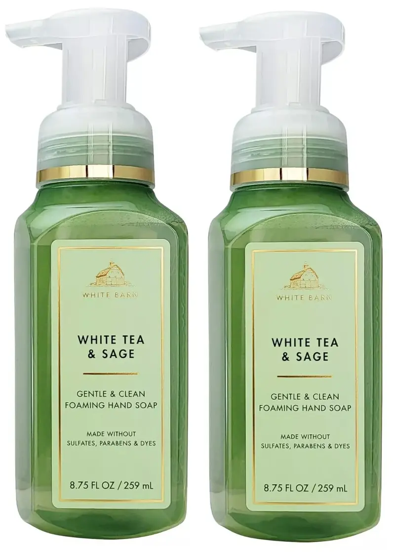 Bath & Body Works Savon pour les mains mousse White Tea & Sage — Pack 2 bouteilles de 259 ml