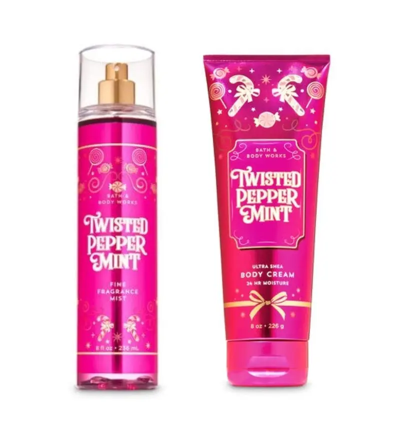 Bath & Body Works Twisted Peppermint – Brume parfumée et Crème Ultra Shea, Format Intégral, Hiver 2019