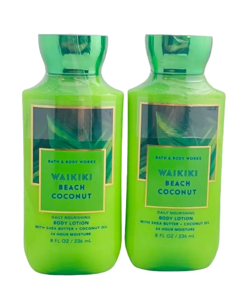 Bath & Body Works Waikiki Coconut – Lot de 2 lotions hydratantes 8 oz (16 oz total)