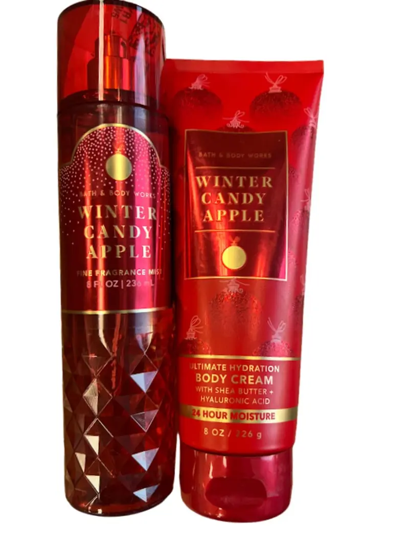 Bath & Body Works Winter Candy Apple – Brume parfumée et Crème pour le corps – Ensemble Cadeau