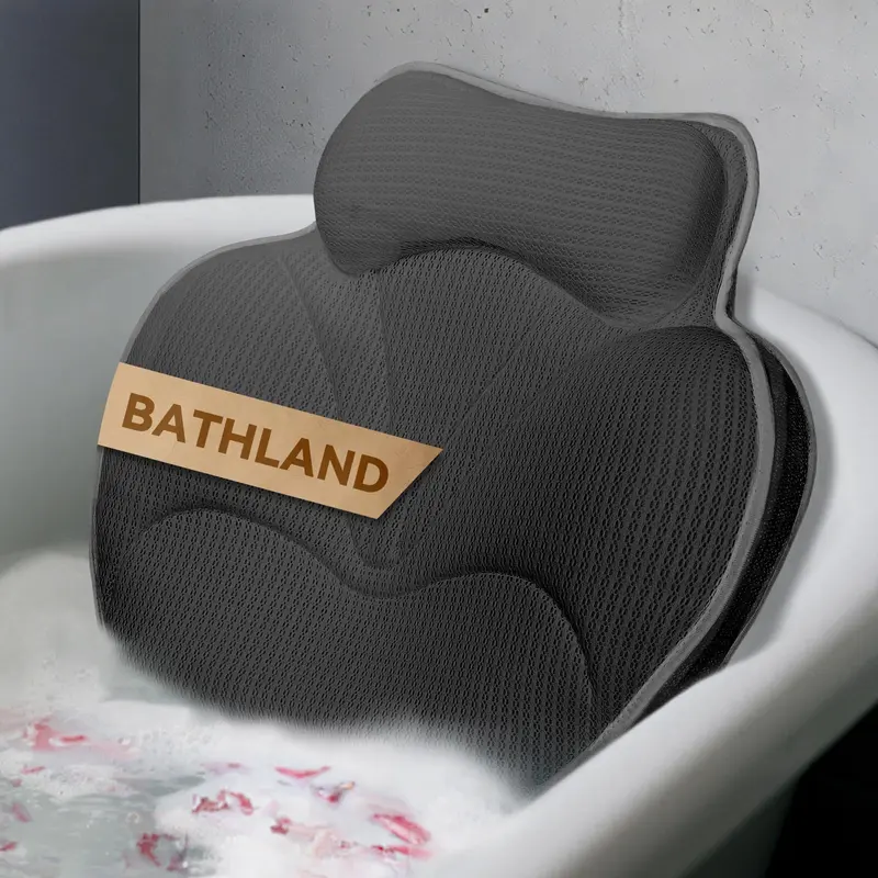 Bathland Oreiller Baignoire Luxe – Soutien Tête et Cou, Tissu 4D