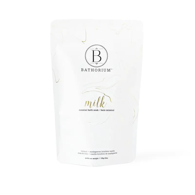 Bathorium Bain Lait Minéral Coco – Hydratation, Sel Guérande et CO2 Vanille, pH Équilibré, Senteur Coco, Pour Femmes, Environ 5 Bains (650 g)