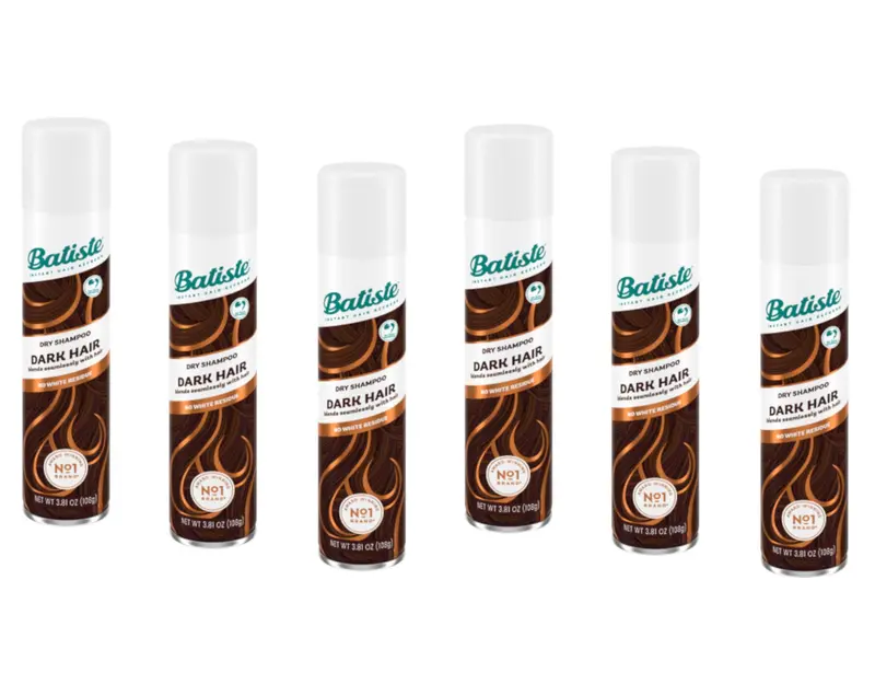 Batiste Dry Shampoo Divine Dark — Sans eau, Fraîcheur et Volume, 3,81 oz (6 paquets)