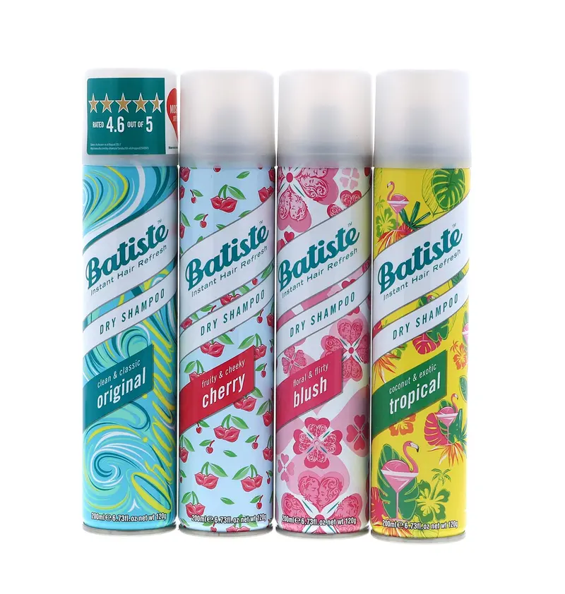 Batiste Shampoing Sec Original, Cherry, Blush et Tropical – Coffret 4×6,73 oz