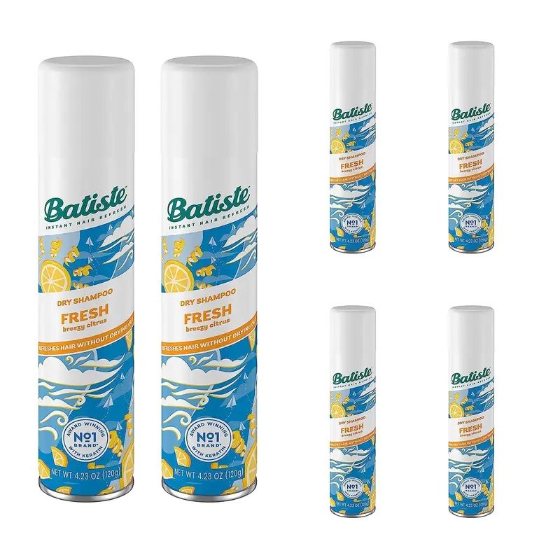 Batiste Shampooing Sec Frais – Citron Frais, Rafraîchit Sans Eau, Lot de 6 (4,23 oz chacun)