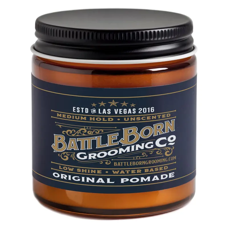 Battle Born Original Pomade Sans Parfum — Tenue Moyenne, Brillance Faible | Ingrédients Naturels | Base d'Eau