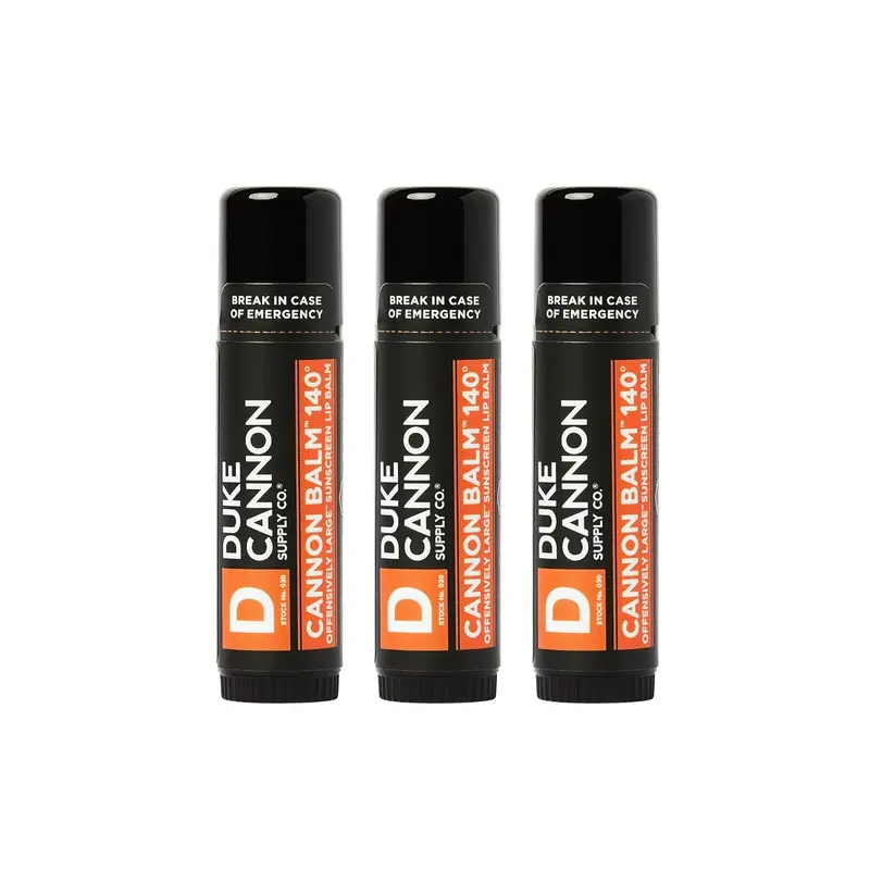 Baume à lèvres tactique Cannon Balm 140° – Parfum Orange Sanguin et Menthe, SPF 30, 16 g (Lot de 3) | Duke Cannon
