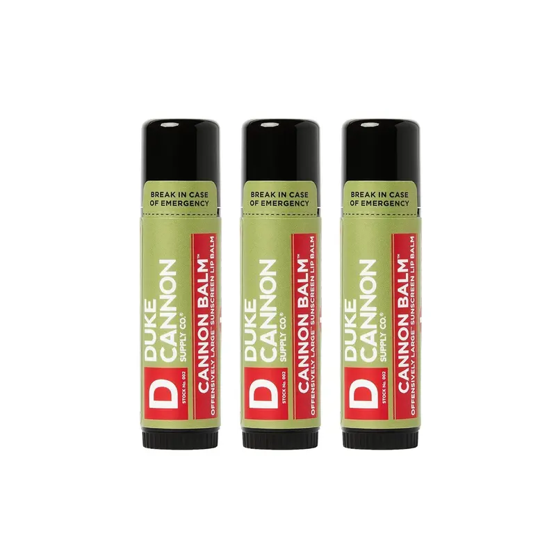 Baume tactique pour les lèvres Duke Cannon – Pack 3 SPF 15, ingrédients biologiques et menthe fraîche