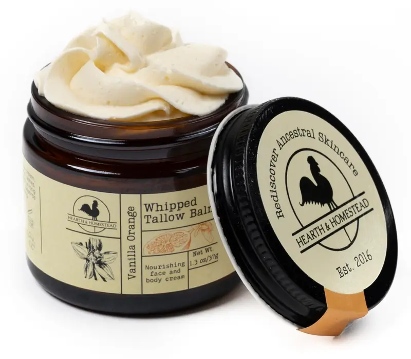 Baume Tallow Fouetté Vanille-Orange Hearth and Homestead – Bio, Huile d’Olive Infusée, 1,3 oz