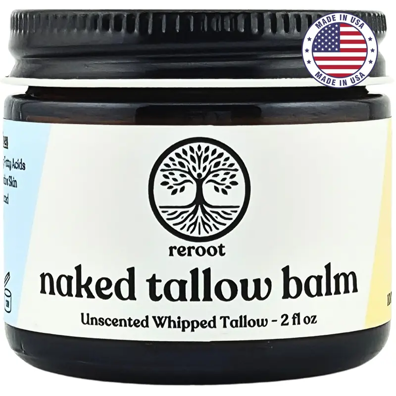 Baume Tallow Nu par Reroot Organics – Hydratant tout-en-un 1 ingrédient | Corps et visage | 57 g