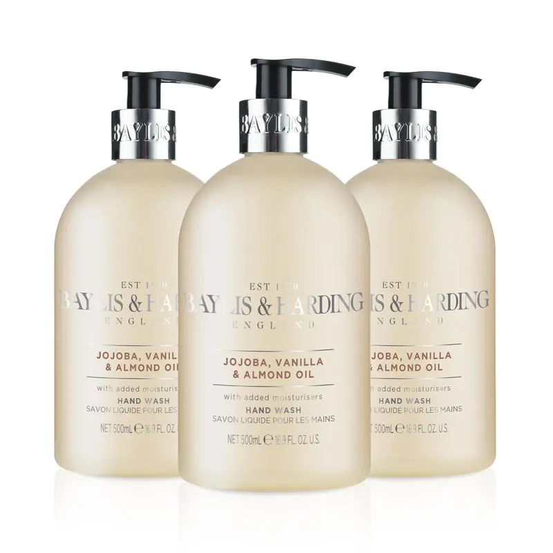 Baylis & Harding Savon Liquide pour les Mains – Vanille, Jojoba et Amande, 500 ml, Lot de 3