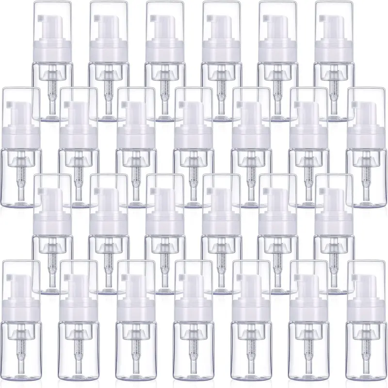 BBTO – Lot de 50 Bouteilles Pompe Mousse 30 ml Transparentes – Flacons Mini Plastiques Réutilisables pour Cosmétiques et Voyage