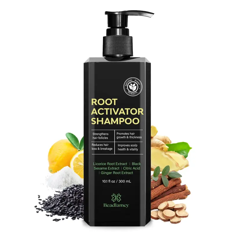 Beadlamey Shampoing Activateur de Racines pour Hommes – Densité et Croissance, 300 ml