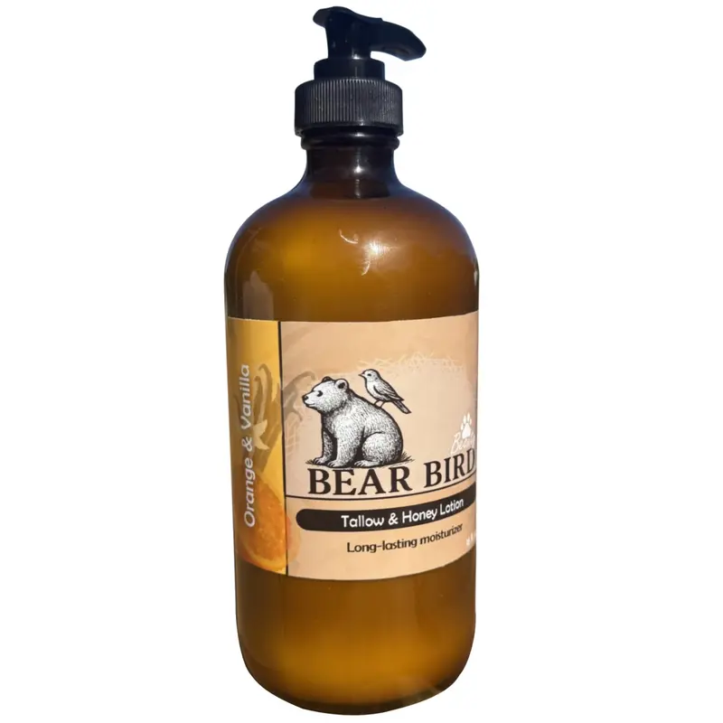 Bear Bird - Lotion au gras de boeuf 100% nourrissante — miel cru, huile d'olive, orange et vanille