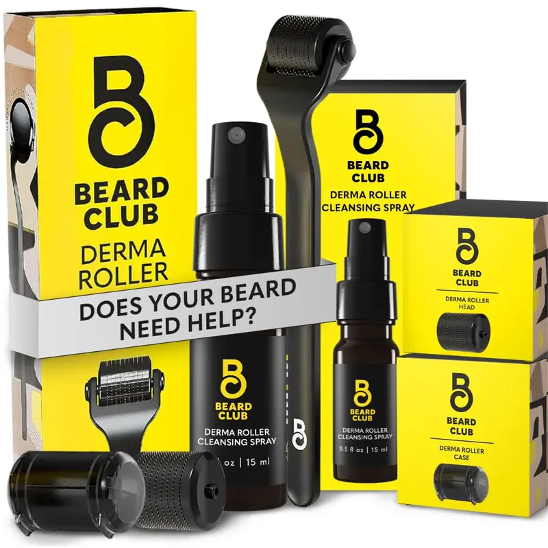 Beard Club Premium Derma Roller – Rouleau microneedling 0,3 mm pour visage, barbe et cuir chevelu