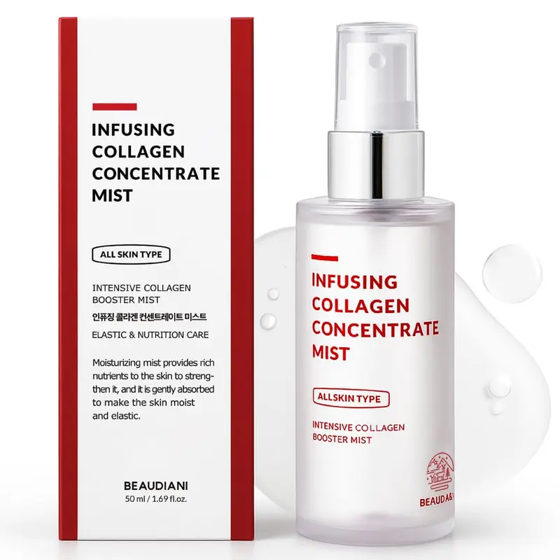 BEAUDIANI Brume Hydratante Visage au Collagène – Hydratation légère et maquillage prêt