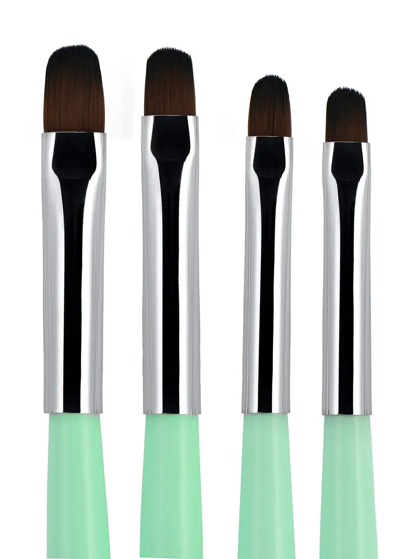 BEAUTÉ GALLERIA - Ensemble de 4 pinceaux UV Gel PolyGel pour ongles (tailles 6, 8, 10 et 14) – Manche en bois et poils nylon