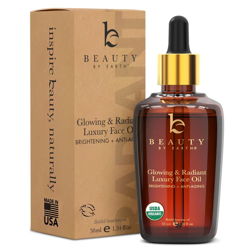 Beauty by Earth — Huile visage biologique USA, éclat et douceur, non comédogène pour peau sèche et sensible