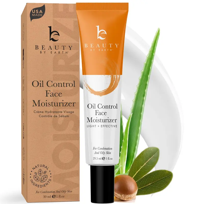 Beauty by Earth – Hydratant Visage Contrôle d'Huile, fabrication aux États-Unis, Naturel & Biologique, Léger et Matifiant