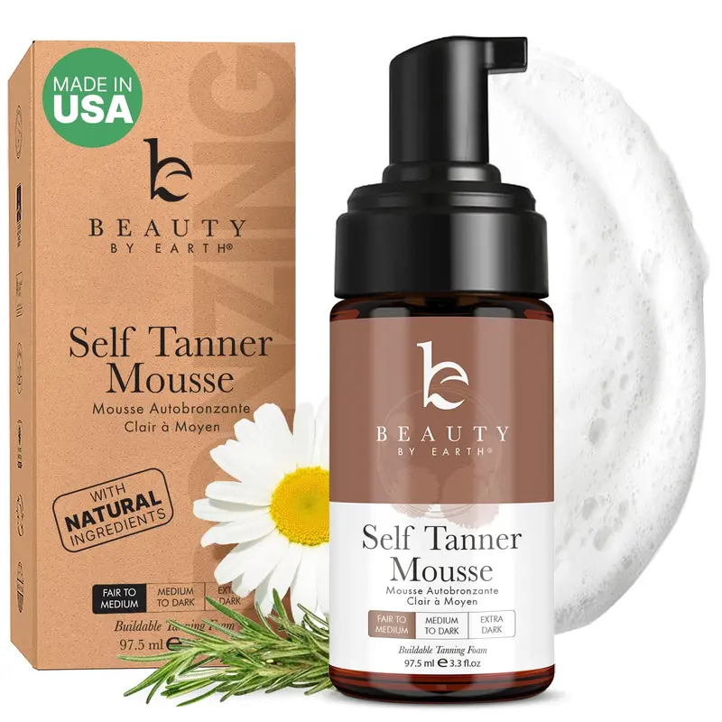 Beauty by Earth — Mousse auto-bronzante, fabriquée aux États‑Unis avec des ingrédients naturels et biologiques