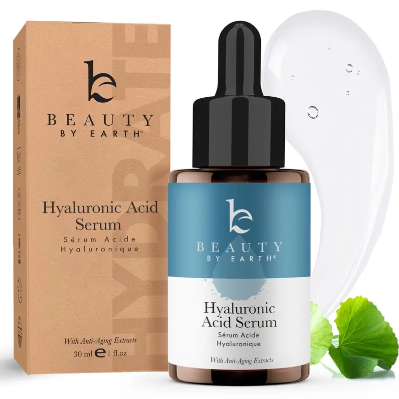 Beauty by Earth Sérum à l'Acide Hyaluronique – Fabriqué aux États-Unis, Hydratation Intense et Teint Lumineux