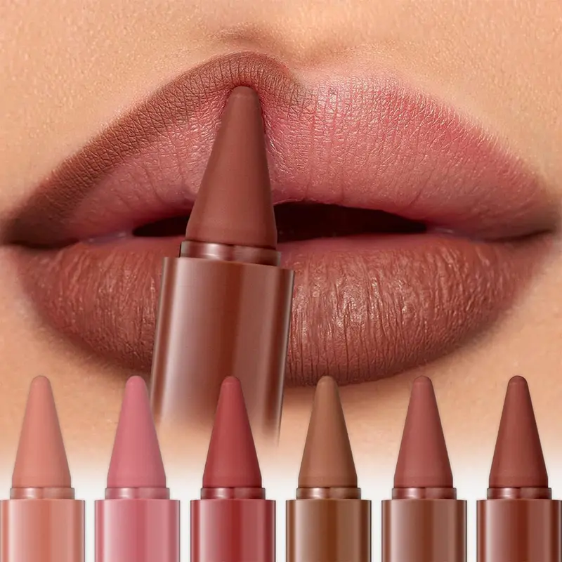 Beauty Glazed – Ensemble 6 Crayons Contour & Rouge Ombre – 2-en-1 Lèvres, Finition Mat, Résistant à l'eau