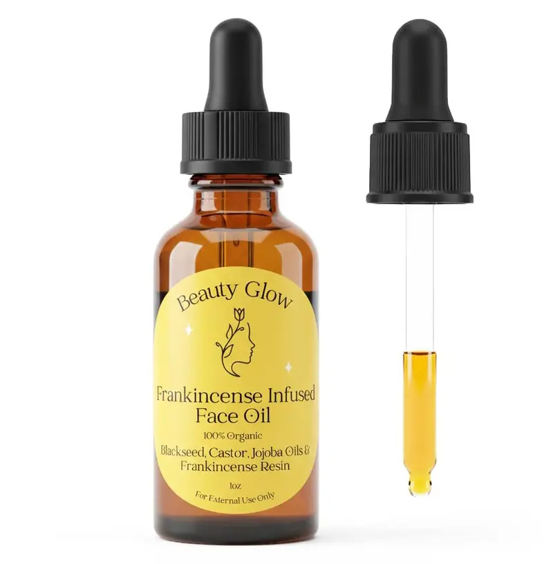 Beauty Glow — Huile Visage Infusée à la Résine d’Encens et Nigelle, Ricin et Jojoba – Hydratante, Douce et Anti‑Âge, 30 ml
