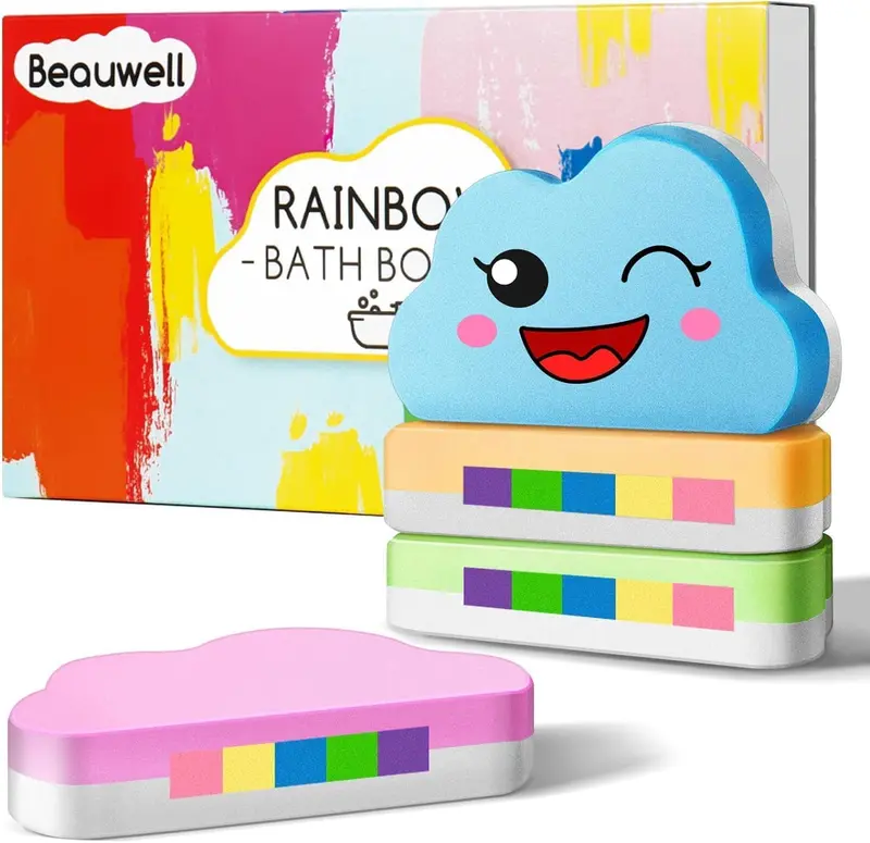 Beauwell – Bombes de Bain Arc-en-Ciel pour Enfants | Coffret 4 pièces