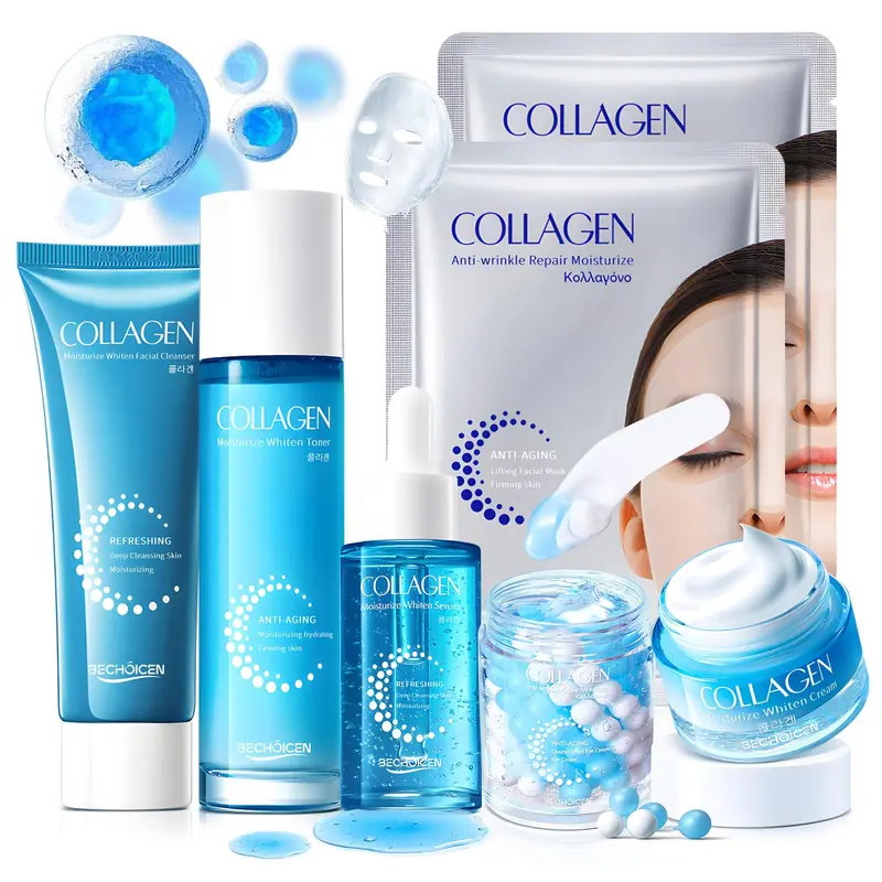 BECHOICEN Coffret Soin Collagène – 7 Pièces pour Hydratation et Fermeté | Idée cadeau