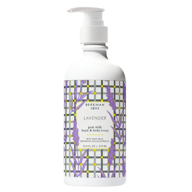 Beekman 1802 Lait Hydratant Corps Lavande — 12,5 oz, Peau Sensible, Pompe Incluse, Sans Cruauté