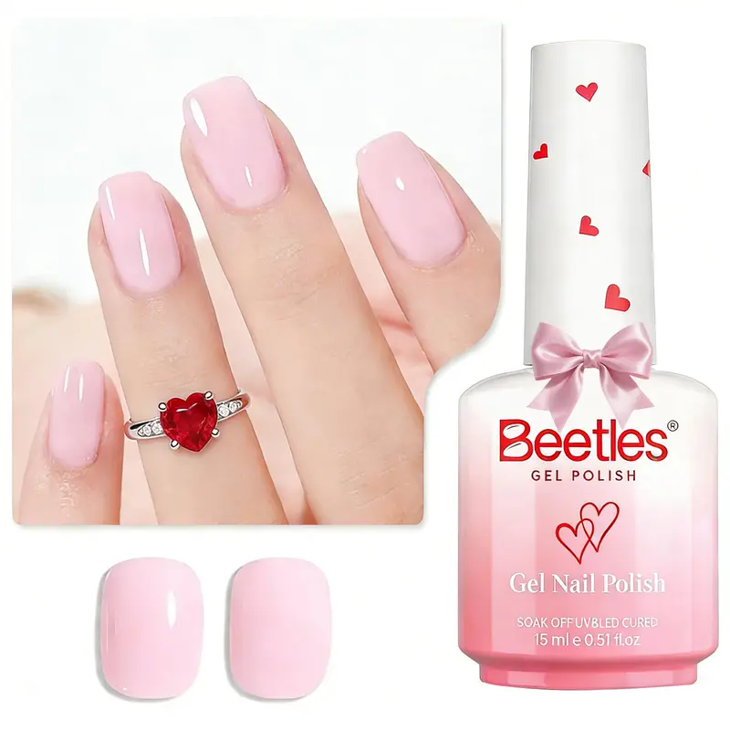Beetles Barely Pink Vernis Gel – Rose Clair 15 ml, Longue Tenue, Printemps et Saint-Valentin, Cadeau Pour Elle