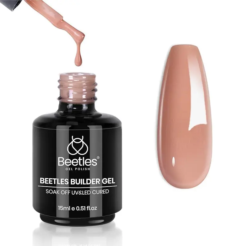 Beetles Builder Gel 7 en 1 Nude Brun – Gel de construction pour ongles, durcissement LED/UV, DIY à domicile