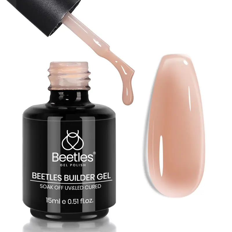 Beetles Builder Gel Caramel Nude – Gel de Construction 8 en 1 (15 ml) pour Débutants, DIY à domicile, UV/LED requis