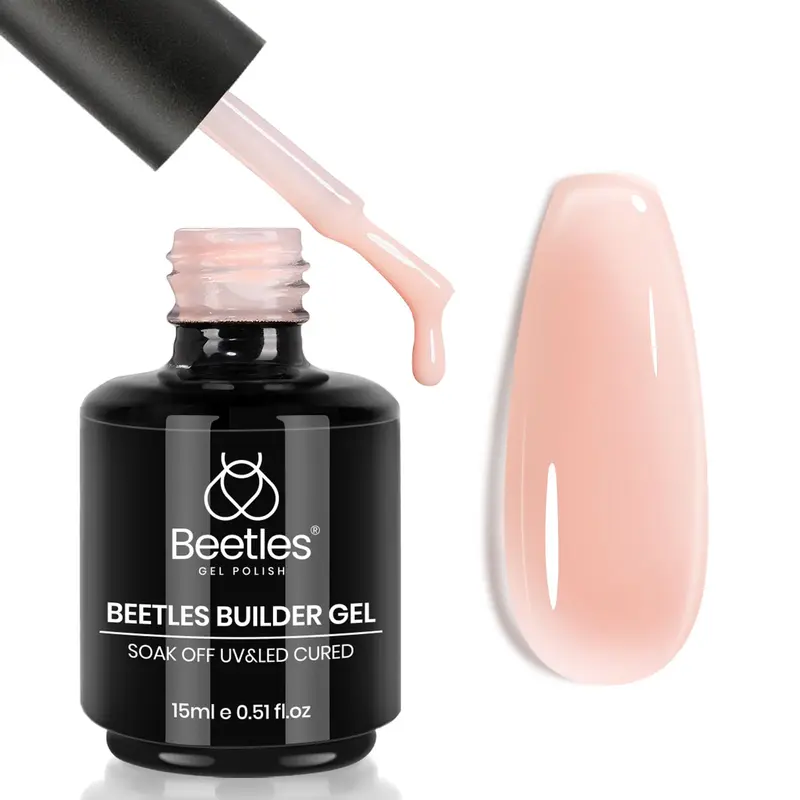 Beetles Builder Gel – Gel Nude Jelly 8 en 1 pour ongles, épaississant et renforcement, LED/UV