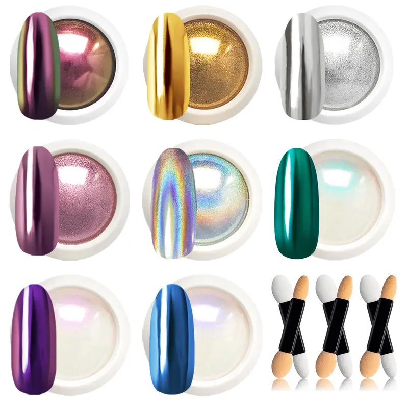 Beetles Chrome Nail Powder – 8 Couleurs Miroir pour Ongles | Effet Chrome et Holographique