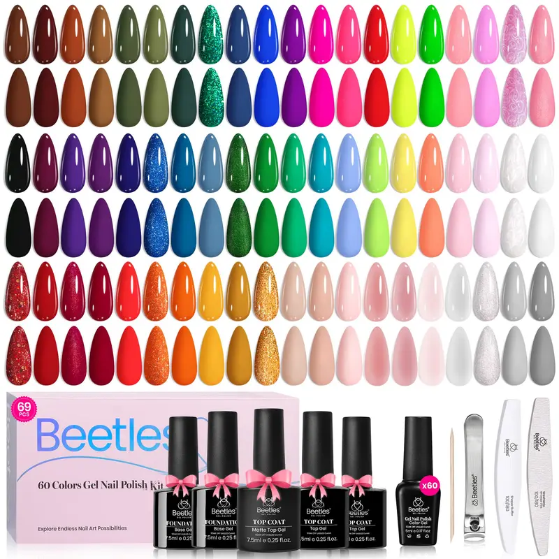Beetles Gel Nail Polish – Style Manifesto, 60 Couleurs | Kit Vernis Gel UV