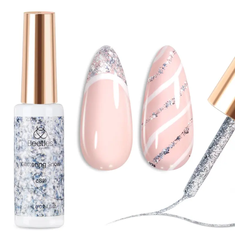 Beetles Gel Polish Argent Pailleté — Vernis Gel Réfléchissant 7 ml pour Art des Ongles