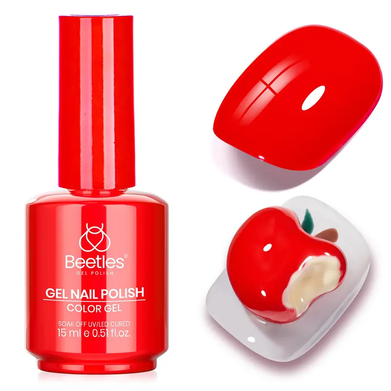 Beetles Gel Polish Rouge Classique – 15ml, Bouteille Couleur Identique, UV/LED, Salon et DIY