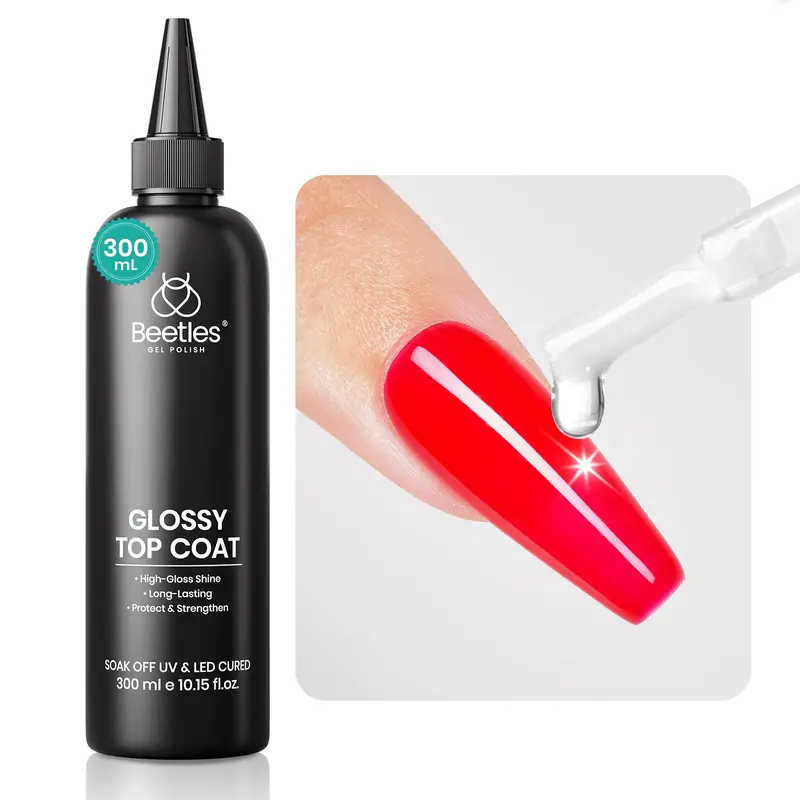 Beetles Gel Polish – Vernis de finition Extra Brillant 300 ml sans essuyage pour salon professionnel