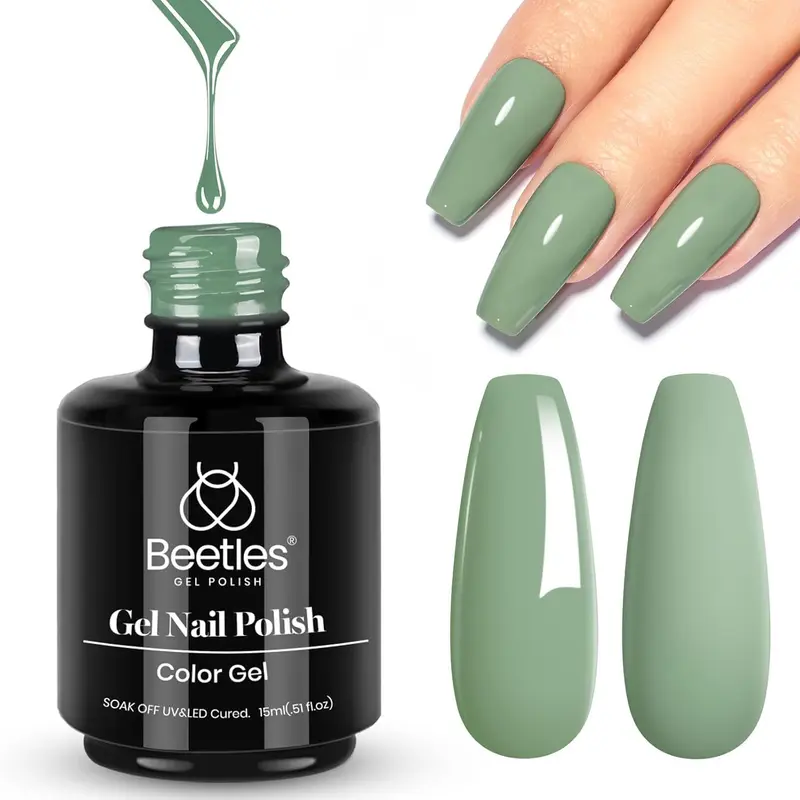 Beetles Gel Polish Vert Émeraude Olive Sauge – Vernis Gel 15ml pour Ongles